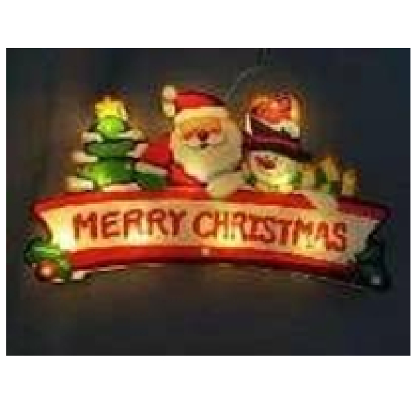 Double Sides PVC Tree, Santa, Snowman LED Lighted Poster, Uses 2*AA, Size-22*12cm, Warm White