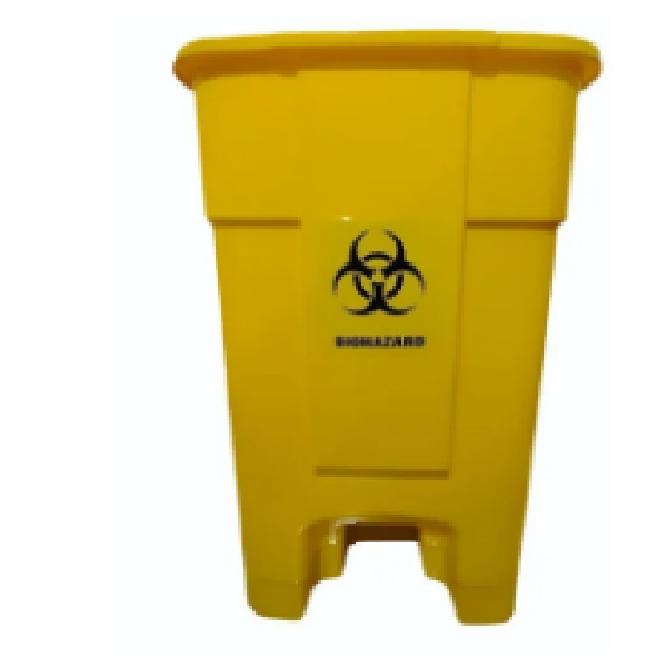50 Lit Medical Pedal Dustbin, Yellow (Biohazard Waste) Size-43X48X64