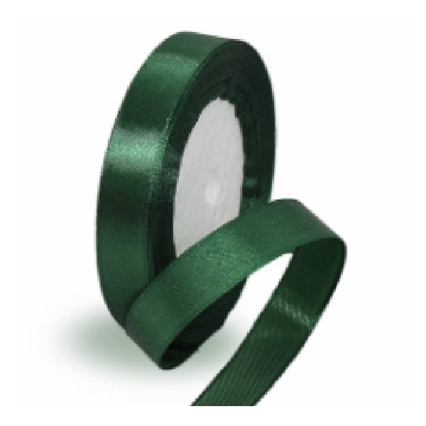 Single Side Polyester Ribbon 15mm, 25 Yards, Forest Green Color