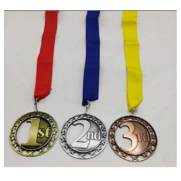 Antique Silver Medal With Blue Ribbon,For All Sports And Academics 2nd Position,Size 70Mm