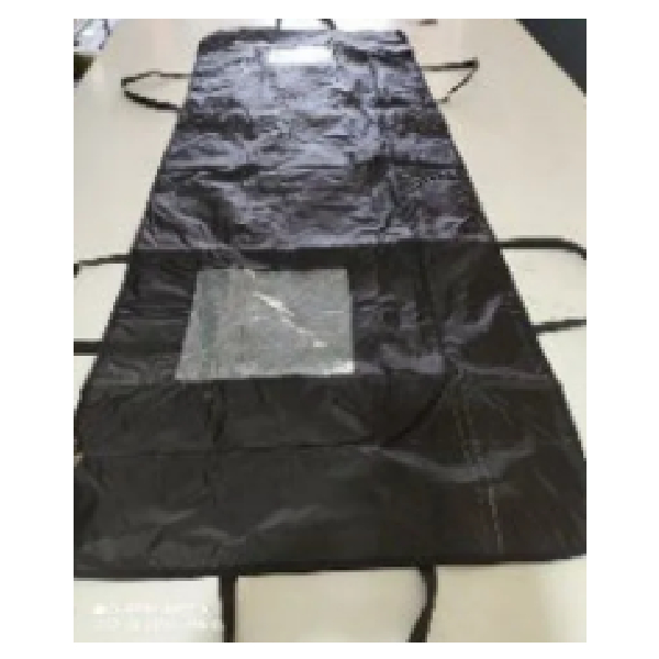 Corpse/Body Bag Adult Size-75X200cm Black Thick Oxford Cloth With 4 Handles, Clear Window At Face Area With 10x15cm Name Tag