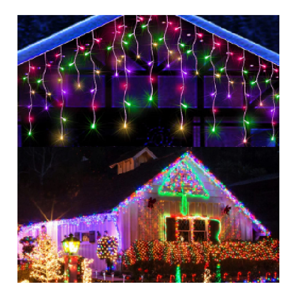 LED Icicle Lights 216L With Controller, 5m*80cm, 24pcs Drops, 8 Function Controller