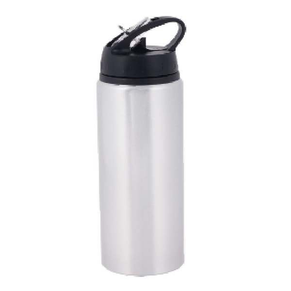 Sublimation Aluminum Straw Lid White Bottle 600ml-Black Lid