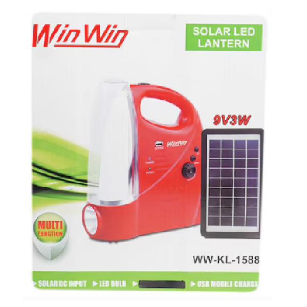 Led (60pcs High Power SMD) Solar Rechargable Lamp, USB Output For Mobile Charging, Overcharge Protection, Red, Win Win