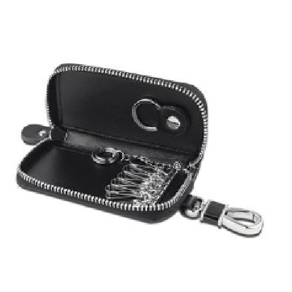 Cow Leather,Black, 6 Silver Key Hooks, Built-In Card Slots, And Extra O Ring Key Holder On Side, And Belt Hook Black/Red