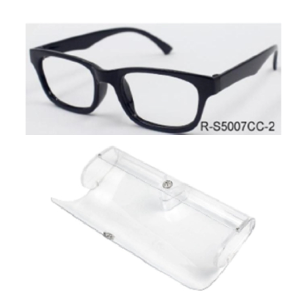Reading Glass In Transparent Button Case Black PC Frame With AC Lens +2.25