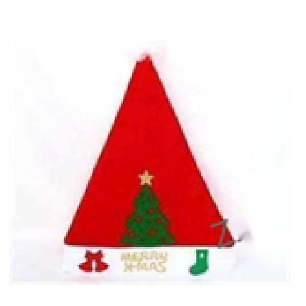 29*40cm Christmas Hat, Red With Marry X-Mas & Green Tree Sticked