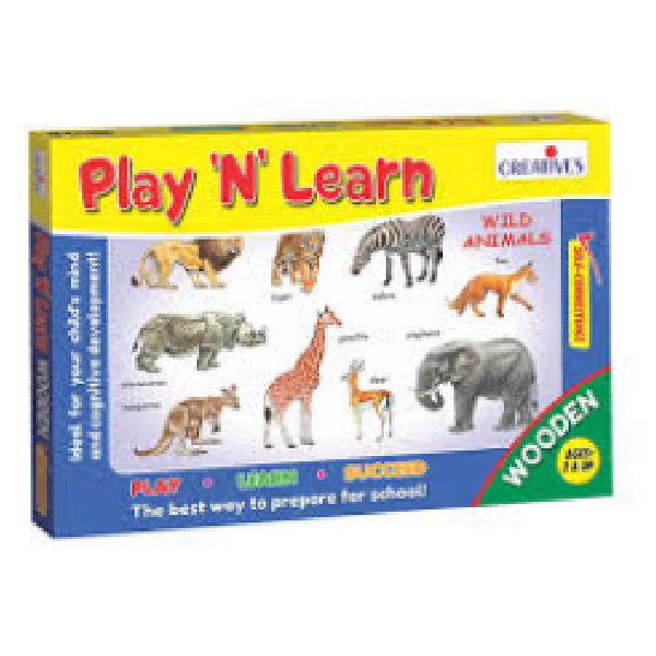 Play N Learn Wild Animals (Wooden)--Box Pack Creative