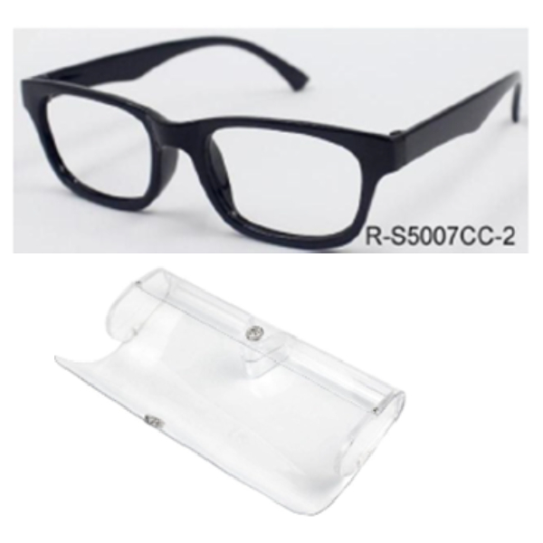 Reading Glass In Transparent Button Case Black PC Frame With AC Lens +3.50