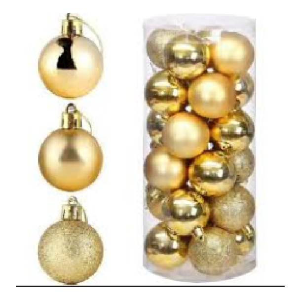 6cm Shiny, Glitter, Matt Balls Gold 30Pcs/PVC Tube