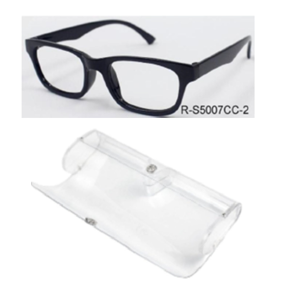 Reading Glass In Transparent Button Case Black PC Frame With AC Lens +1.00