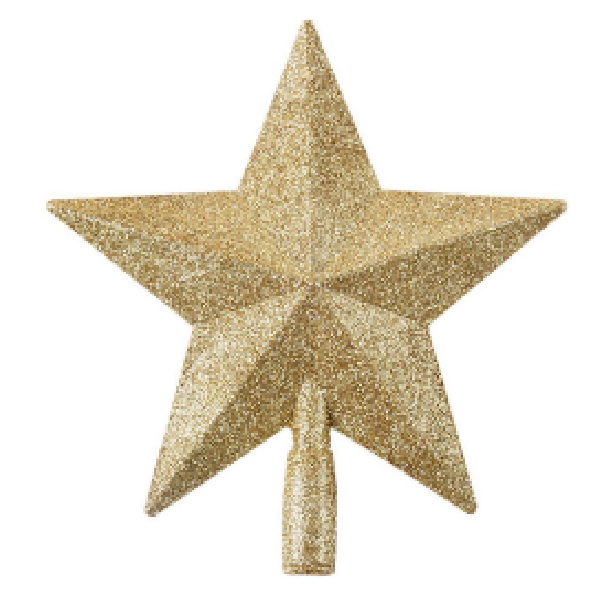 14.7*15cm Tree Top Star With Glitter, Gold