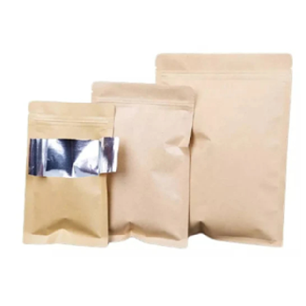 Kraft Paper Bags, Aluminium Lining, Laminated Ziploc Bags 230*330 +80mm, Pack Of 50