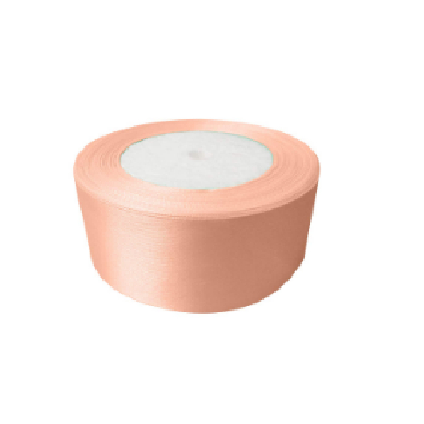 Single Side Polyester Ribbon 25mm, 25 Yards, Peach Color