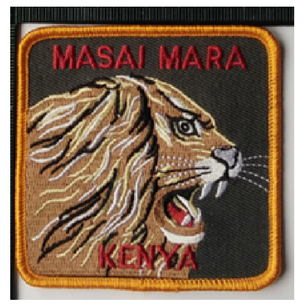 Iron On Embroidery Patch 80mm Lion With Masai Mara Kenya