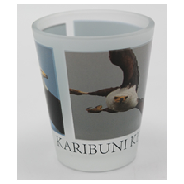 Frosted Shot Glass Printed Birds, Karibuni Kenya