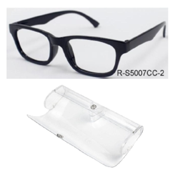 Reading Glass In Transparent Button Case Black PC Frame With AC Lens +2.75