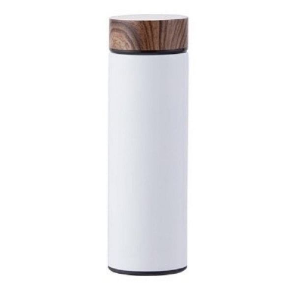 500ml Matt White Water Bottle With Wooden Brown Color Top & Filter
