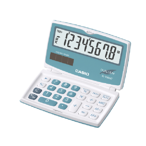 SL-100NC-BU Pocket Size Calculator 8 Digits Casio 2 Way, Casio Blue