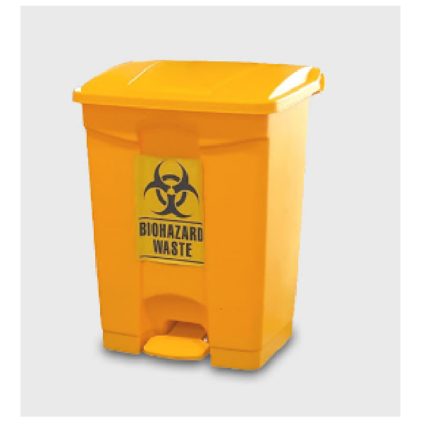 40L Medical Pedal Dustbin, 39by37by49cm, Yellow,Biohazard Waste