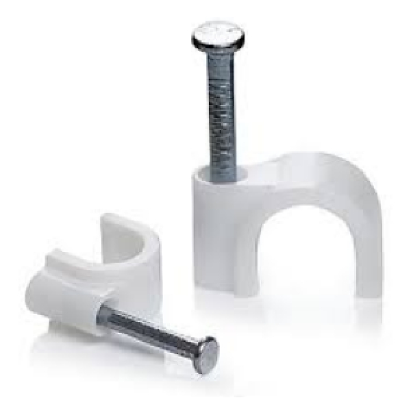 Cable Clips, Round With Steel Nails 9Mm