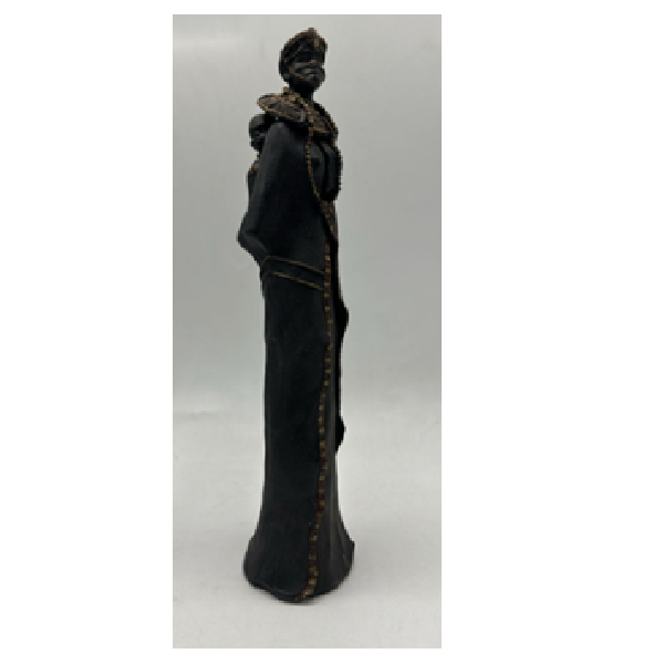 Statue Maasai Women With Carrying & Looing At Kid, 29cm