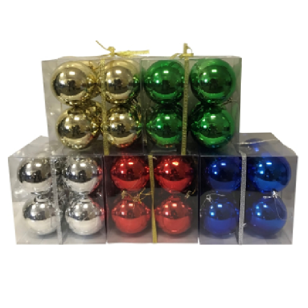 X Mas Shiny Hanging Balls - 6Pcs/Pkt 10Cm