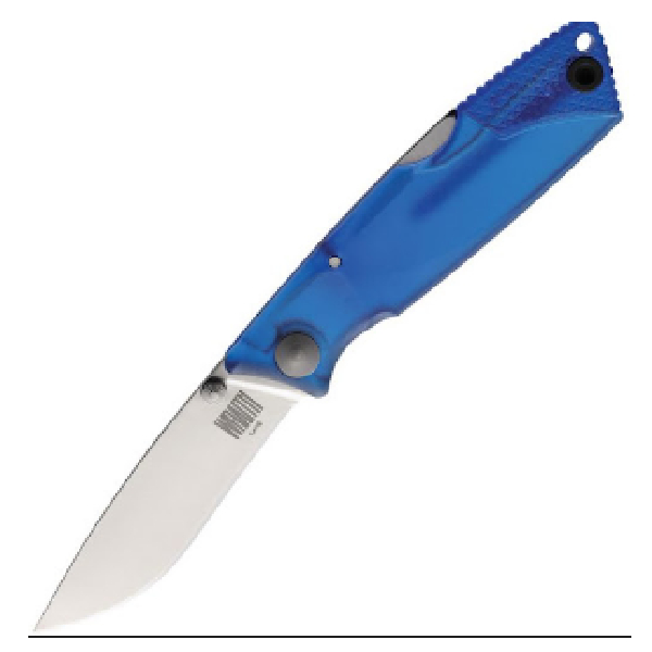 Folding Knife, Blue Plastic Handle, With Keyring