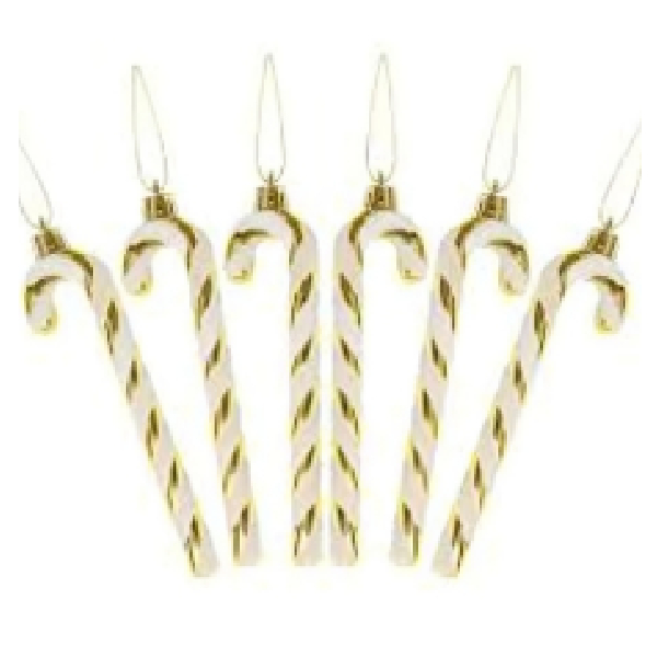 60*16*3.5cm Matte White Plastic Long Hanging Candy Stick With Gold Glitter