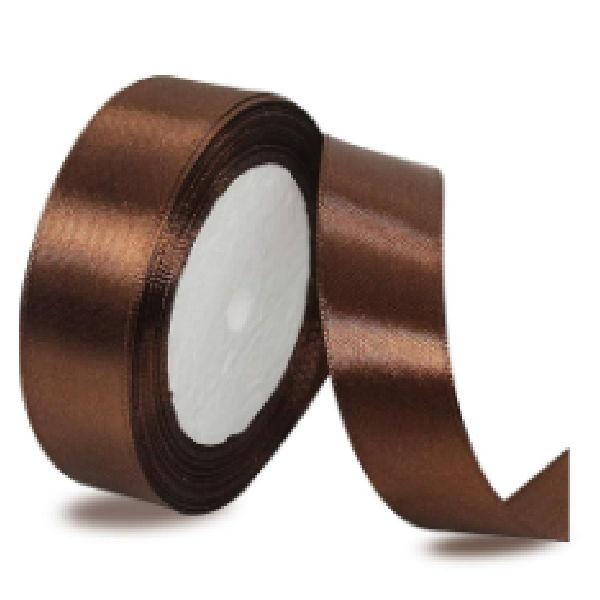 Single Side Polyester Ribbon 25mm, 25 Yards, Black Coffee Color