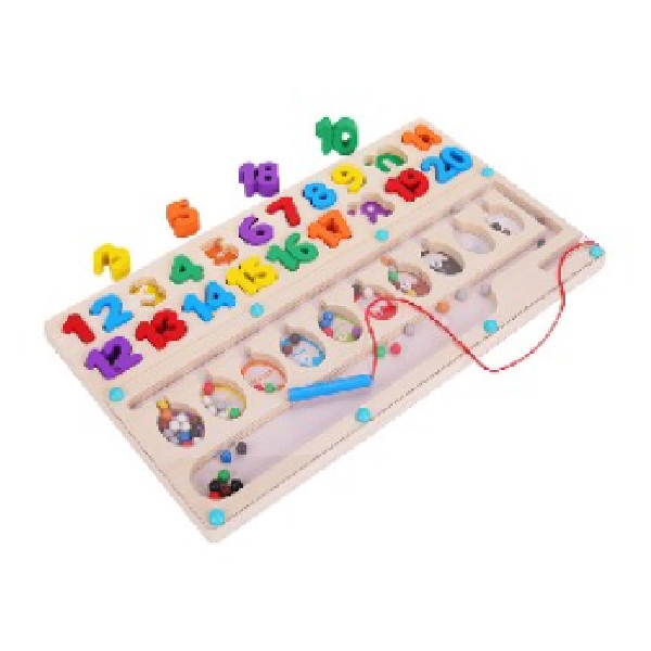 Wooden Digital Magnetic Pen Walking Bead Game With Number 1-20