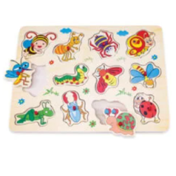 Insect Puzzle On Wooden Tray A4