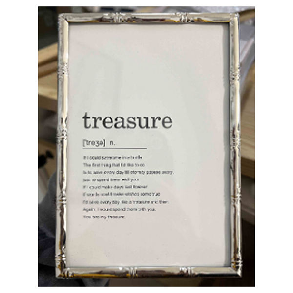 Photo Frame A4 Size Shiny Silver With Design
