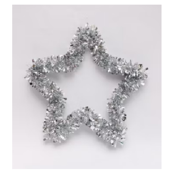 30cm PET Christmas Star Wreath Silver