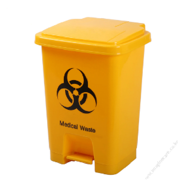 30 Lit Medical Biohazard Dustbin With Pedal Without Wheel, (Biohazard Waste), Yellow Size-37X38X46
