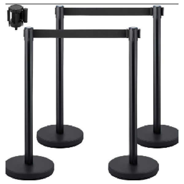 Black Base And Pole With 2M Silver Strap, With Base And Its Strap