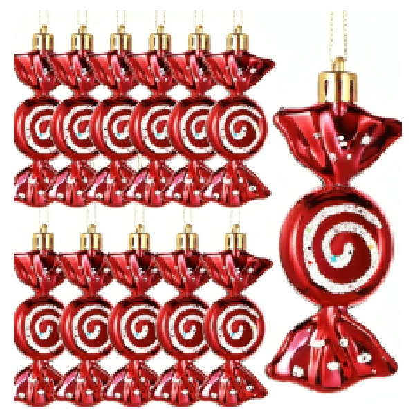 41*18*6cm Matte Red PlasticHanging Sugar With White Glitter Circular Painted