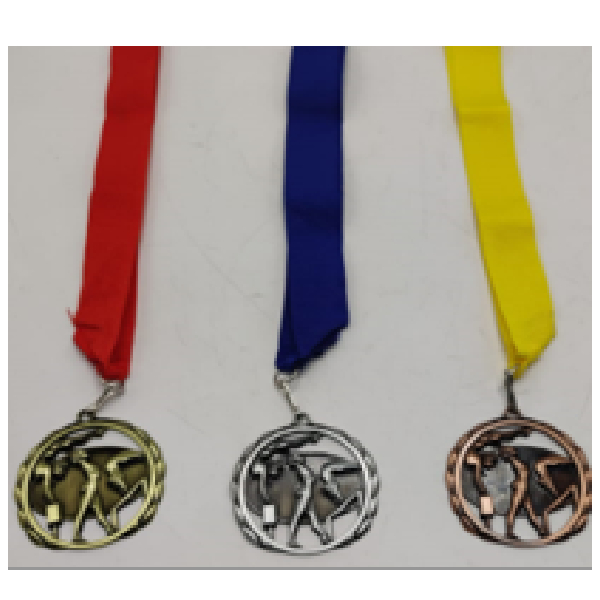 Antique Silver Medal With Blue Ribbon,For Gymnastics,Size 57Mm