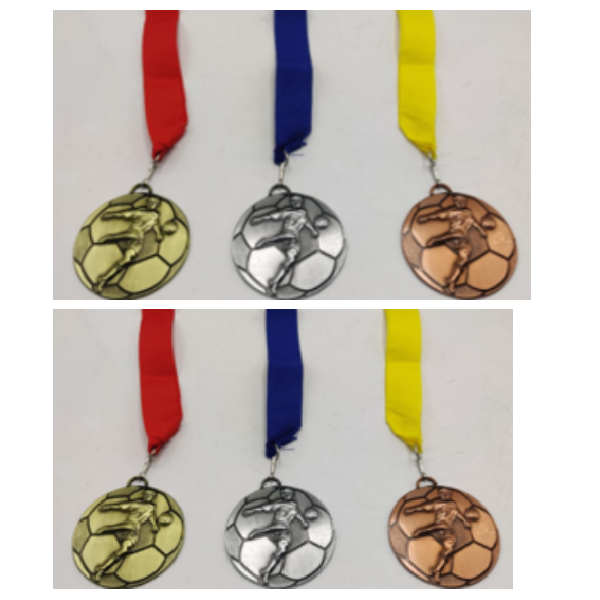 Antique Gold Medal With Red Ribbon, For Football, Size 70Mm