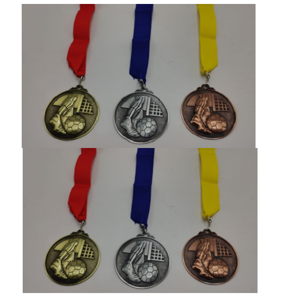 Antique Gold Medal With Red Ribbon For Football, Size 70Mm