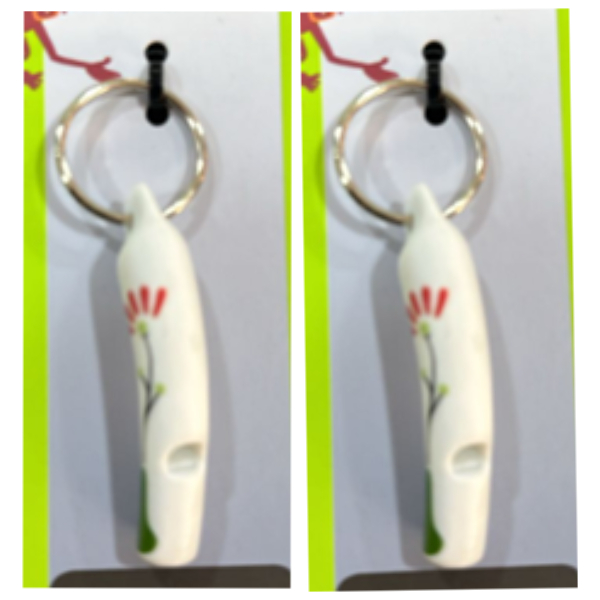 Porcelain Whistle With Keyring - White