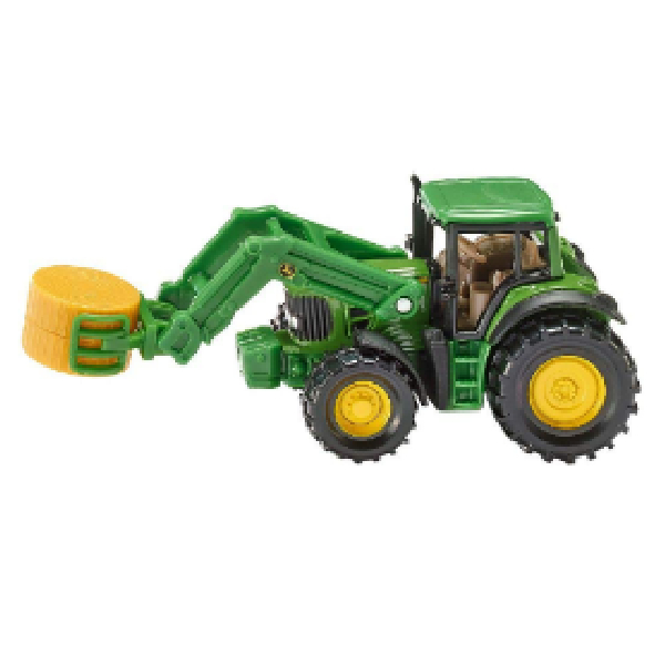 Toy Alloy Farm Machine Tractor, Green With Bale Gripper In Front In Window Box