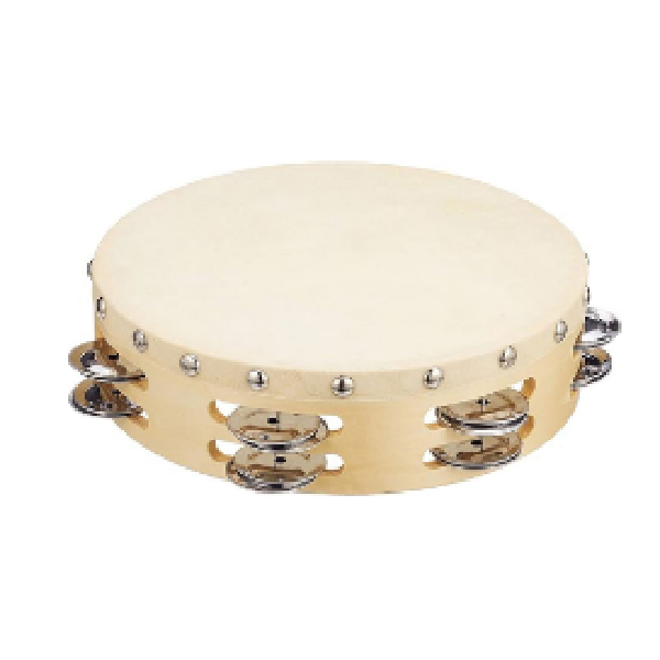 Tambourine With Skin 8 inch 12 Bells