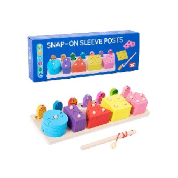 Snap-On Sleeve Posts 2 In 1 Wooden Fishing Game In Color Box