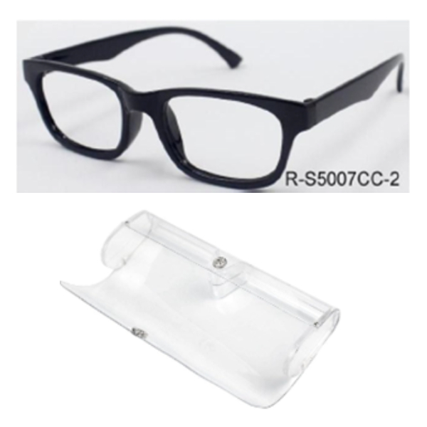 Reading Glass In Transparent Button Case Black PC Frame With AC Lens +3.75