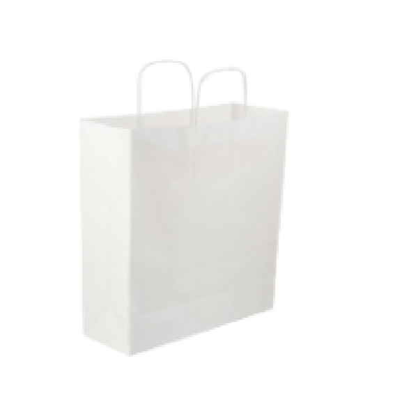 Twisted Paper Handle Gift Bags - White Paper - Size Mm Medium 260 X 130 X 360 Per Pc