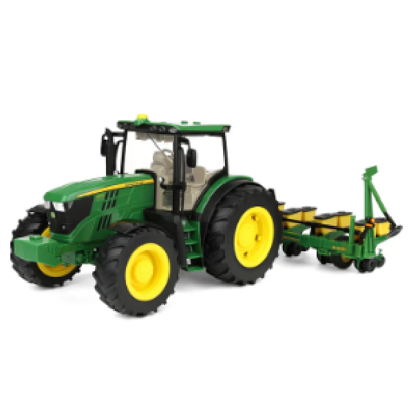 Toy Alloy Farm Machine Tractor in Window Box Green Propeller At Back In Window Box