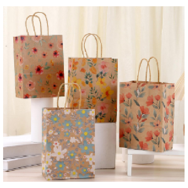 Gift Bag Flowr Design W/Stamp,19x14x8cm