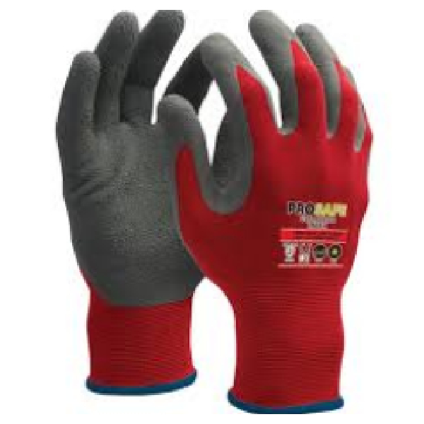 Prosafe Red/Grey Cotton Leather Gloves 10 Inch 10 Inch